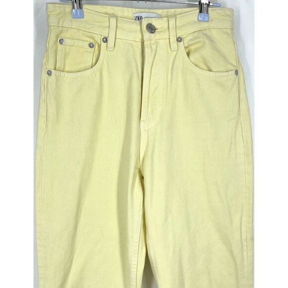 NWOT ZARA High Rise Straight Leg Button Fly Jeans Yellow 4 27 - Picture 4 of 6